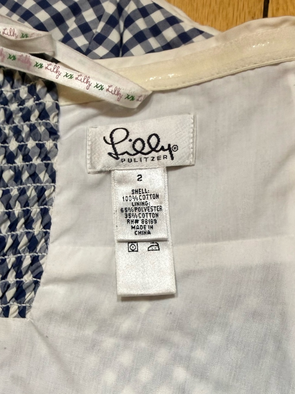 Lilly Pulitzer Navy and White Strapless Gingham Peplum Top - Picture 4 of 4